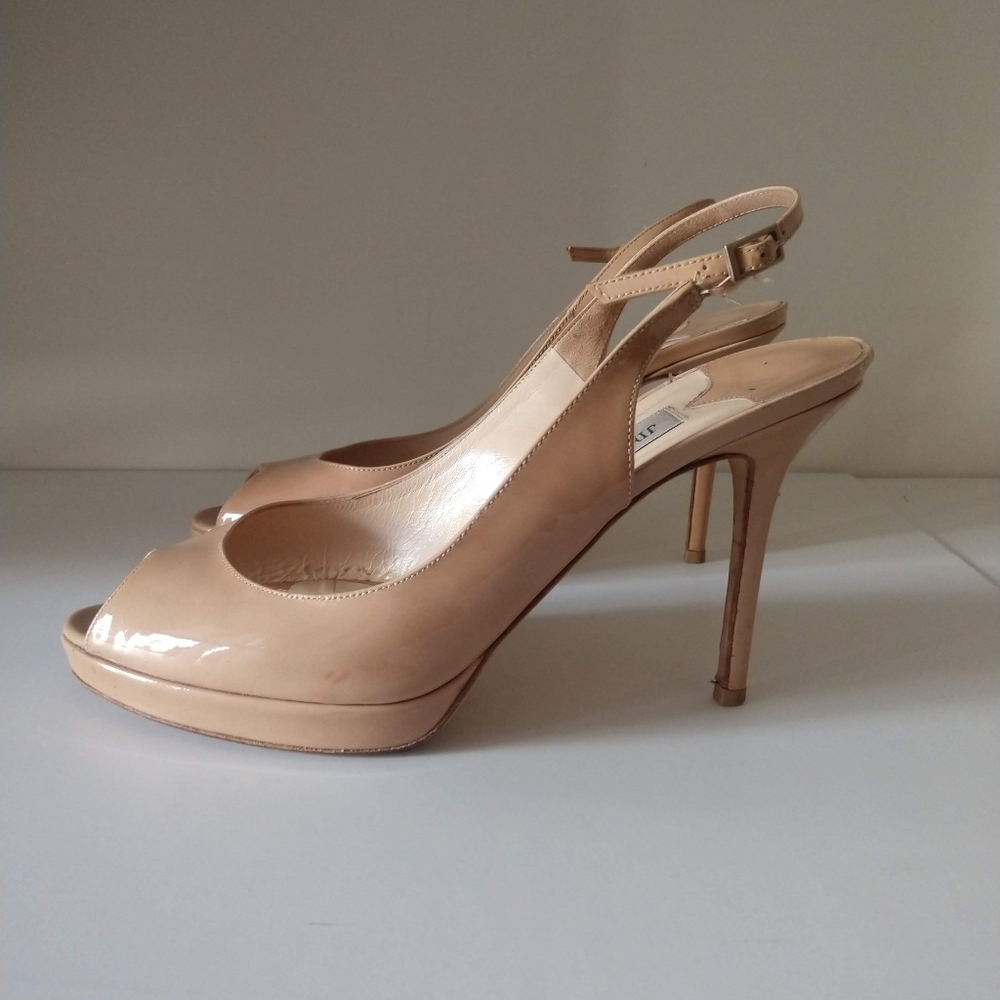 Jimmy Choo Nova Patent Leather Slingback Peep Toe